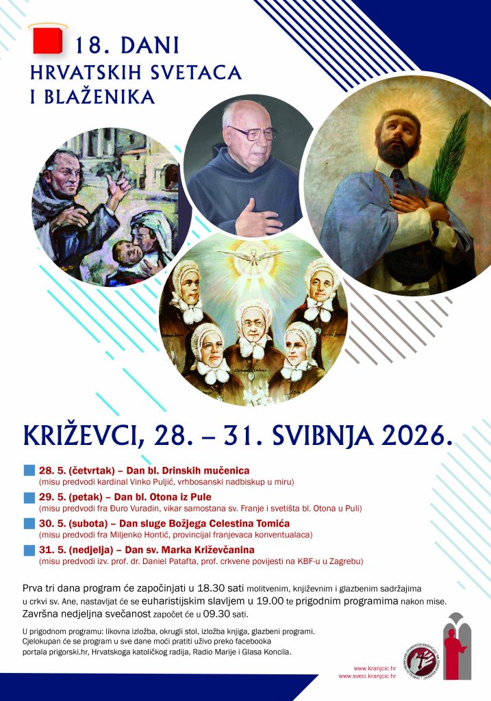 NAJAVA: 18. Dani hrvatskih svetaca i blaženika – od 28. do 31. svibnja 2026. u Križevcima